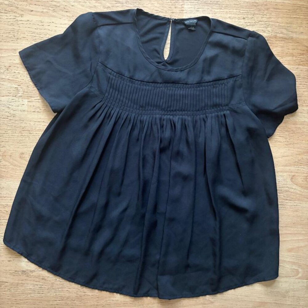 Ann Taylor Black Polyester Stylish Work Blouse